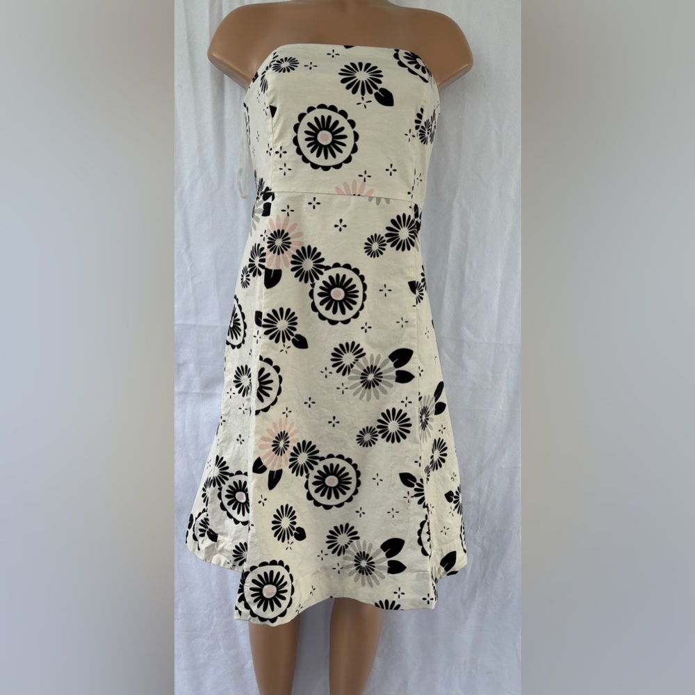GAP Strapless Dress in Black and Cream Floral, Size 12